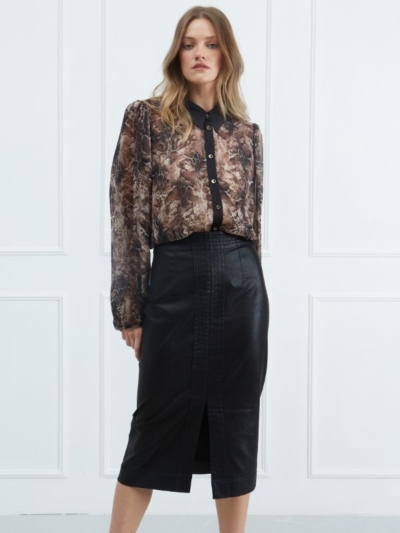 Sarah Lawrence Γυναικείο Μακρυμάνικο Πουκάμισο Animal Print Καφέ