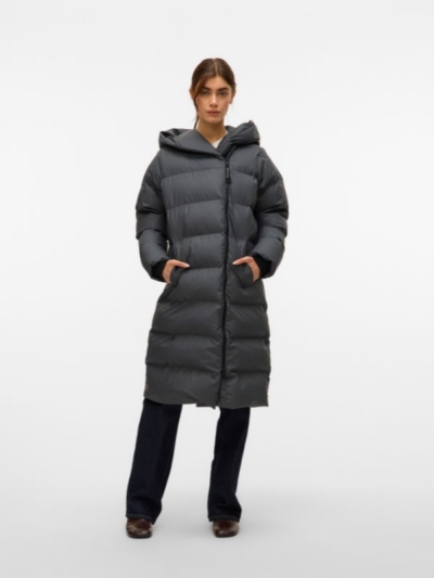 Vero Moda Γυναικείο Μπουφάν Μακρύ Με Κουκούλα Ανθρακί