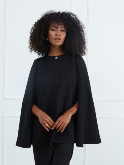 Sarah Lawrence Γυναικείο Πανωφόρι - Κάπα Με Κουμπί Μαύρο