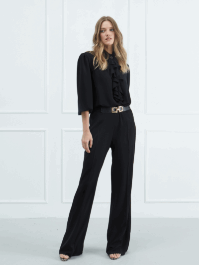 Sarah Lawrence Γυναικείο Wide Leg Παντελόνι Μαύρο