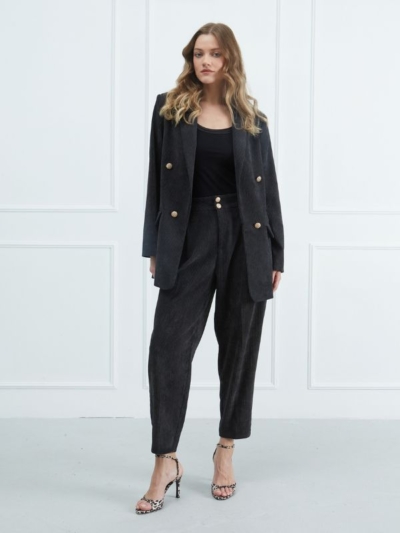Sarah Lawrence Γυναικείο Κοτλέ Blazer Ανθρακί