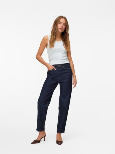 Vero Moda Ψηλόμεσο Παντελόνι Denim Σκούρο Μπλε