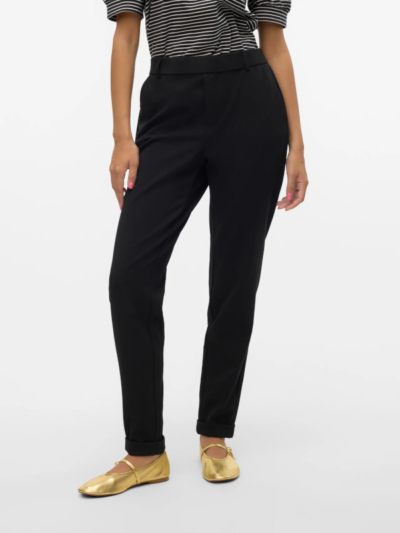 Vero Moda Παντελόνι Mid Waist Μαύρο