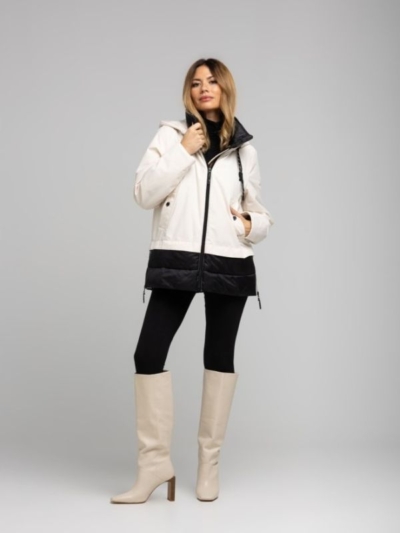 Rever Mile Μπουφάν Γυναικείο Με Τσέπες Και Κουκούλα Λευκό