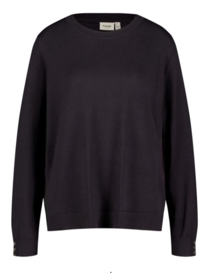 Fransa Γυναικείο Πουλόβερ Μακρυμάνικο Με Κουμπάκια Στα Μανίκια Μαύρο