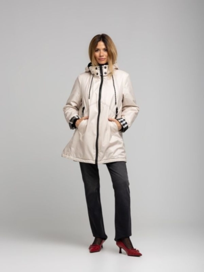 Rever Mile Μπουφάν Γυναικείο Midi Με Τσέπες Και Κουκούλα Διπλής Όψης