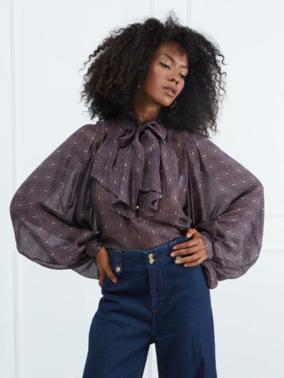 Sarah Lawrence Γυναικεία Μπλούζα Με Φουσκωτά Μανίκια Μωβ