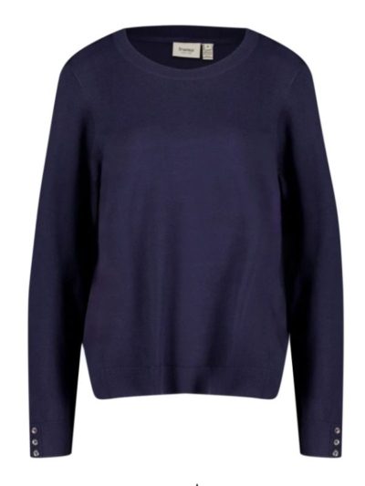 Fransa Γυναικείο Πουλόβερ Μακρυμάνικο Με Κουμπάκια Στα Μανίκια Μπλε