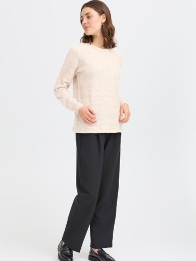 Fransa Γυναικείο Πουλόβερ Με Στρογγυλή Λαιμόκοψη Εκρού