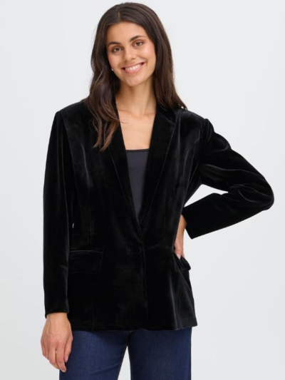 Fransa Γυναικείο Βελούδινο Αμπιγιέ Σακάκι Μαύρο