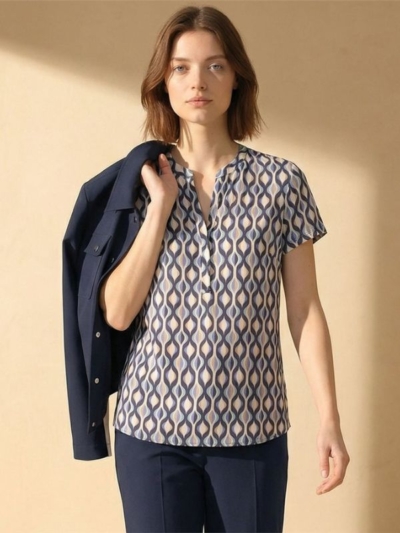 Betty Barclay Γυναικεία Μπλούζα Με Γεωματρικά Σχέδια Μπλε/Εκρού