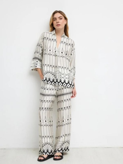 Tinta & Bariloche Γυναικεία Παντελόνα Με Γεωμετρικό Μοτίβο Μαύρο