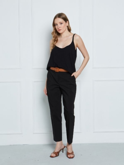 Sarah Lawrence Γυναικείο Παντελόνι Chino Κλασικό Μαύρο