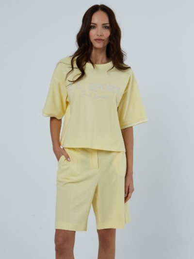 Sarah Lawrence Γυναικείο T-shirt Κοντό Μανίκι Με Τύπωμα Κίτρινο