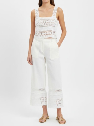 Sarah Lawrence Γυναικείο Παντελόνι με crochet λεπτομέρειες OFF WHITE