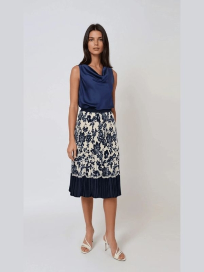 Estel Γυναικεία Φούστα Πλισέ Floral Night Blue